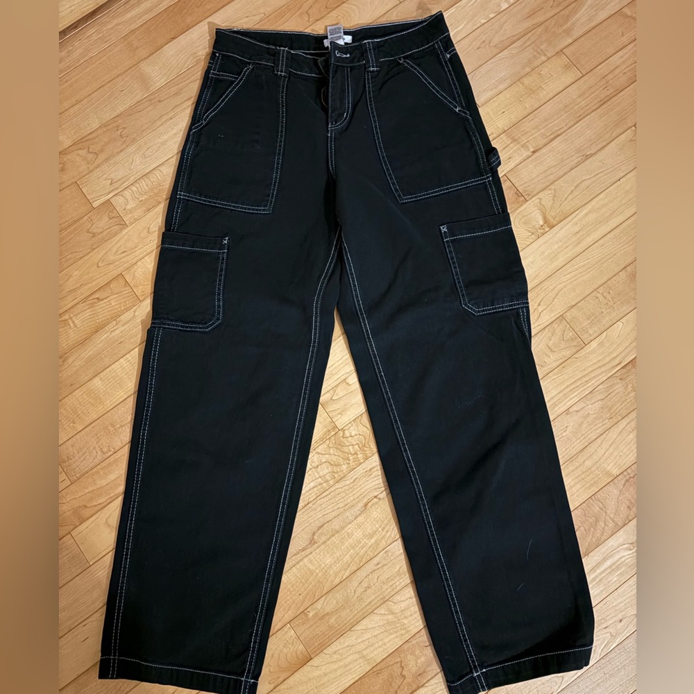 Garage Dark Denim Shorts with White Stitching